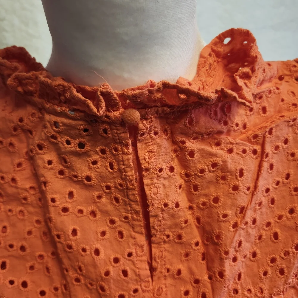 a new day Coral Eyelet Puff Sleeve Blouse - Picture 4 of 4